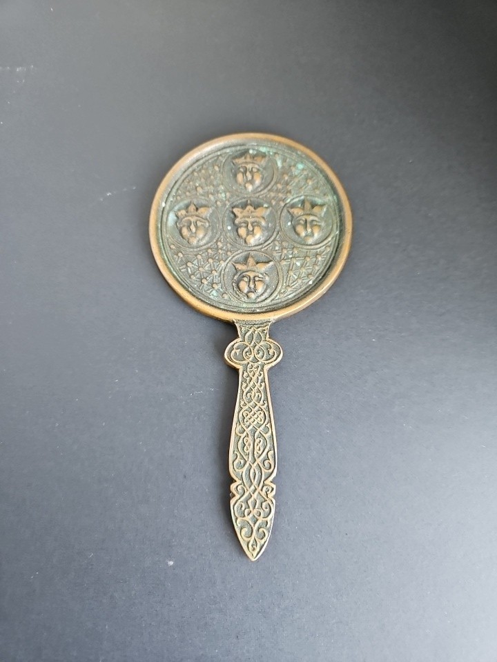 Solid Bronze Celtic Design Mirror - Original Antique