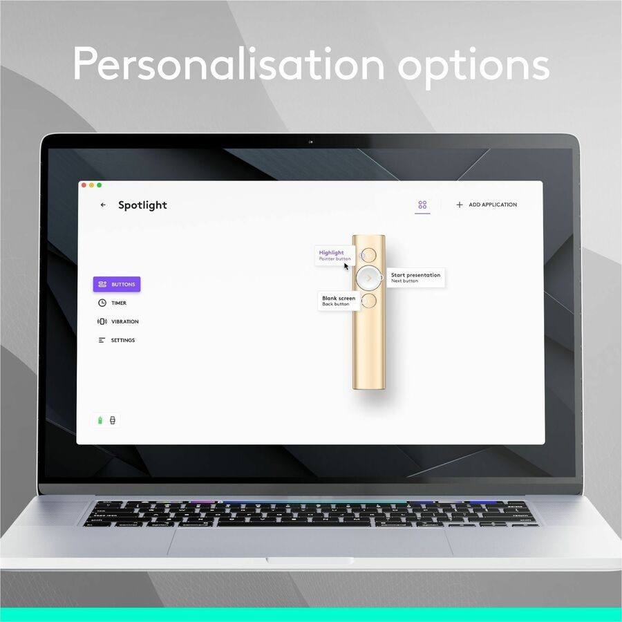 Logitech Spotlight Presentation Remote Gold Laser Bluetooth 30m