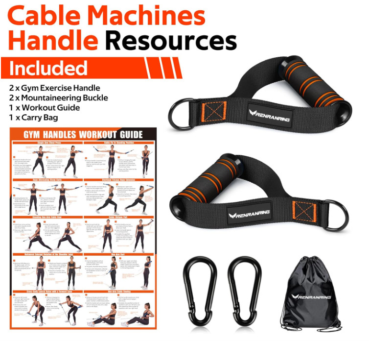 Gym Exercise Handles - Replacement Attachments for Cable Machine & Bands