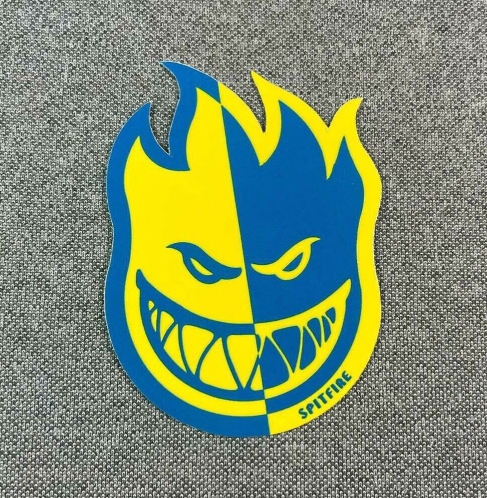 Spitfire Two-Tone Bighead Skateboard Sticker 6" yellow/blue
