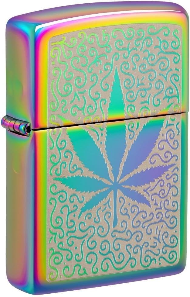 Zippo Lighter - Personalized Message Engraved on Backside Leaf Smoke 48925