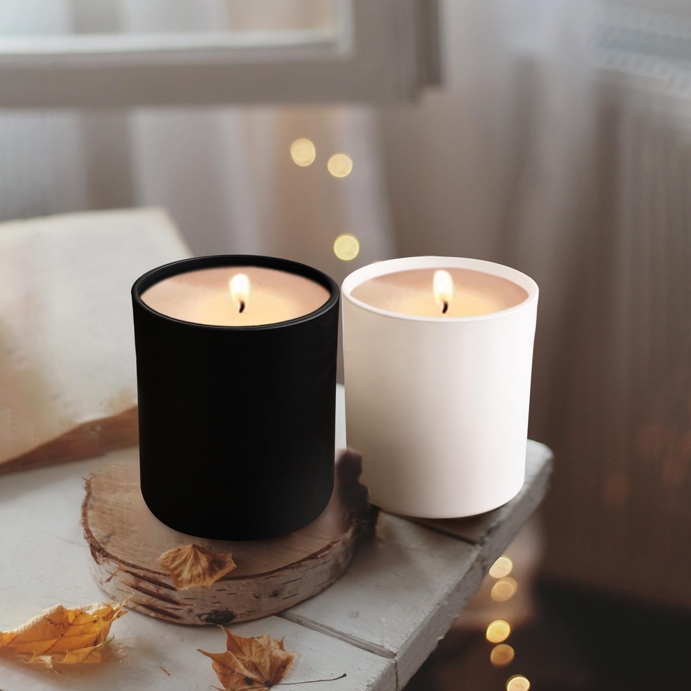 15 PCS 10 OZ Thick Candle Jars Making With Wood Lids Empty Matte White Sample