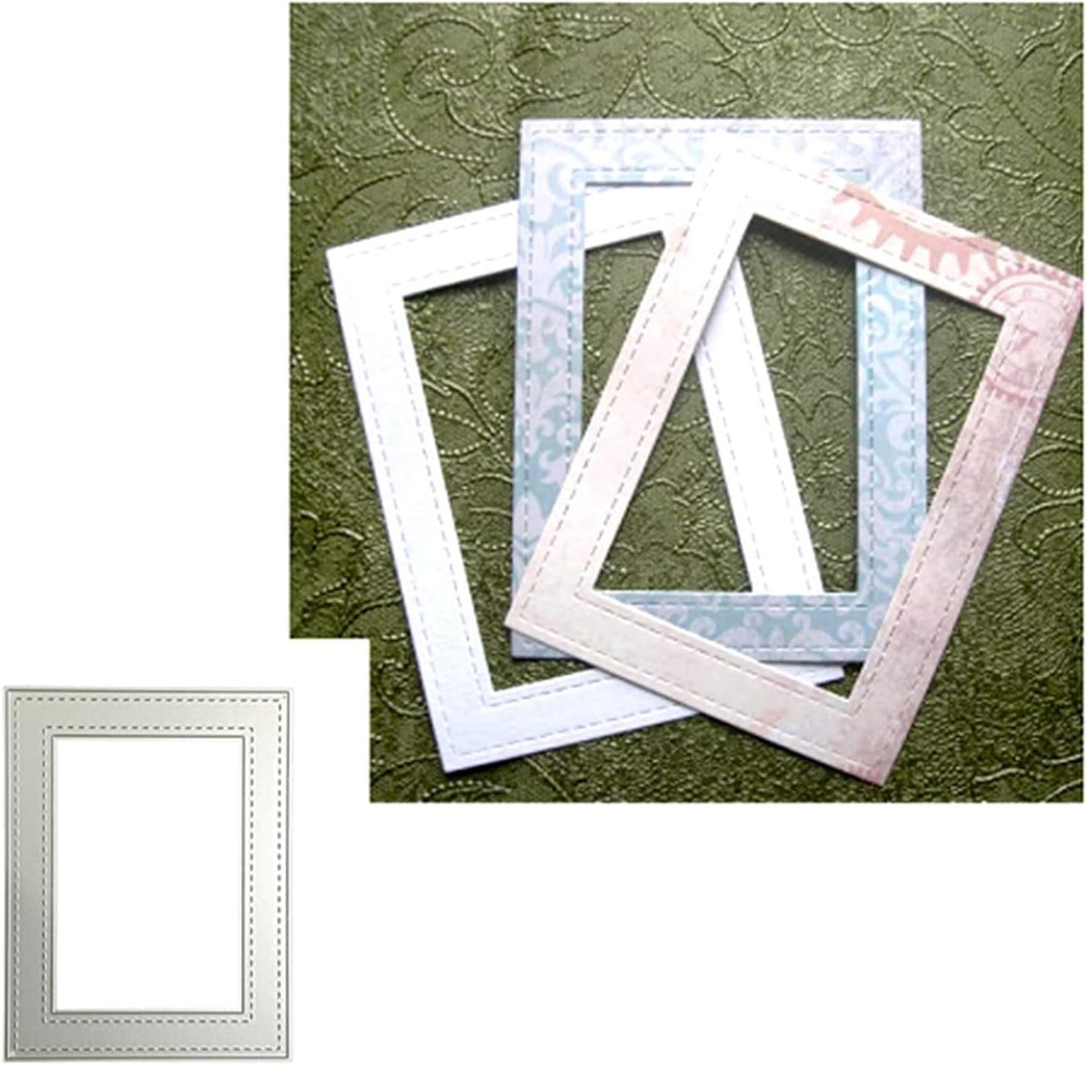 Silver Rectangle Frame Die Cut for Card Making, Scrapbooking Die-Cuts, Frame Met