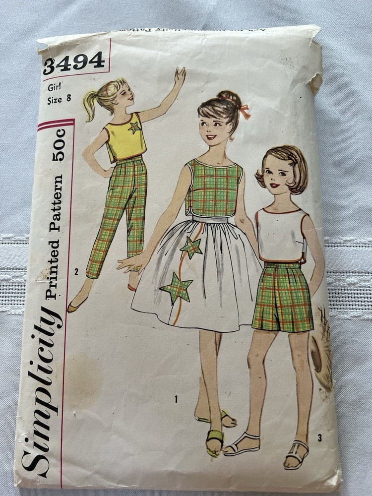 Vintage Simplicity #3494 Sewing Pattern. Girls 8