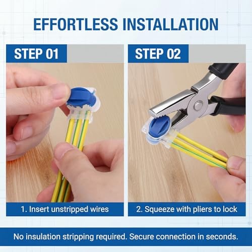 30pcs 3-Way Waterproof Wire Connectors, Self-Stripping Electrical IDC 30PCS