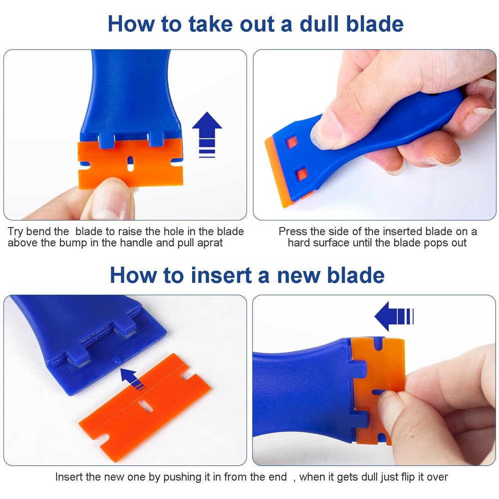 Plastic Razor Blade Scraper Tool, 6 Pcs with 60 Plastic...