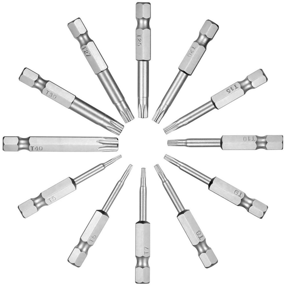 12Pack Magnetic Tamper Security Drill Bit Torx Screwdriver Flat Head 1/4" Hex c