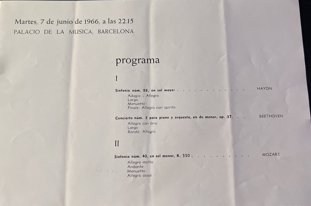SIGNED Walter Klein Mladen Basic Barcelona Concert Program June 1966 COA JSA VG
