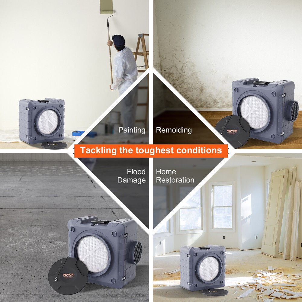 VEVOR 800CFM Air Scrubber with 3 Stage Filtration Stackable Negative Air Machine