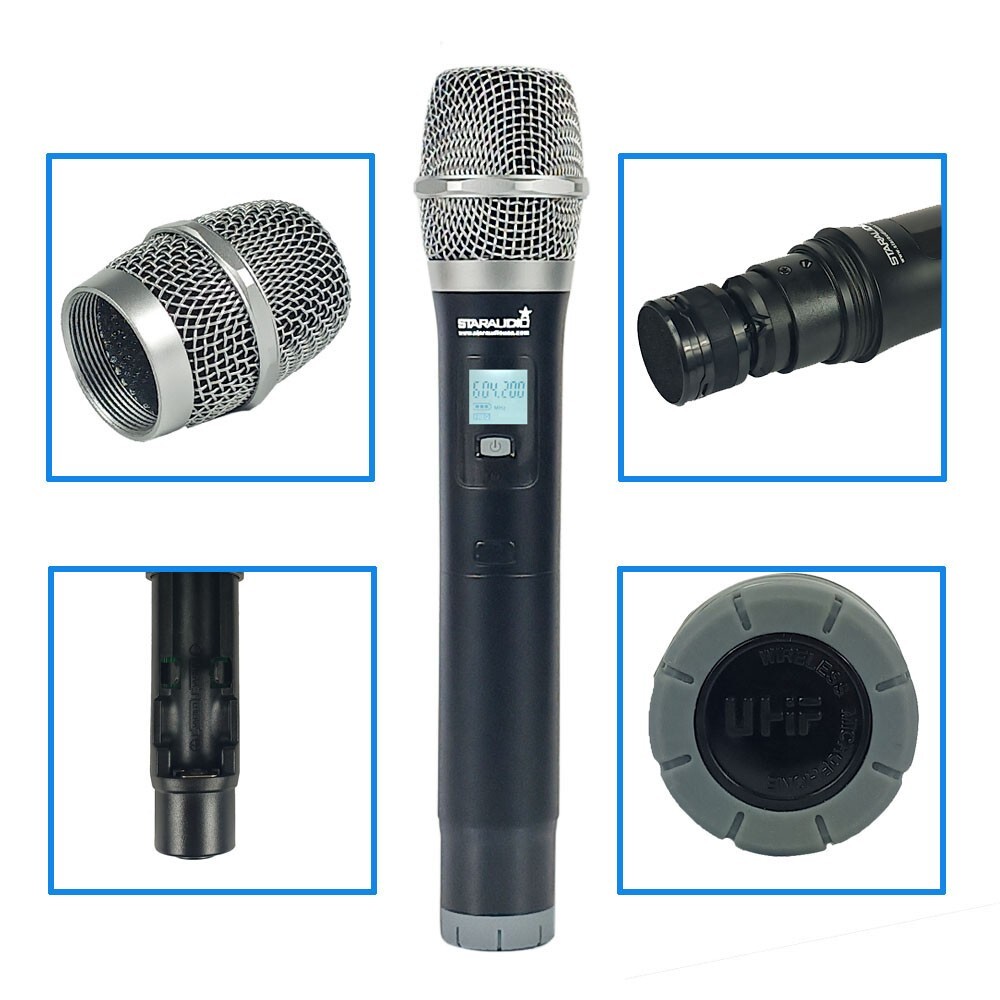 Wireless Microphones System Dynamic 2Channel Handheld Mic Karaoke UHF Microphone