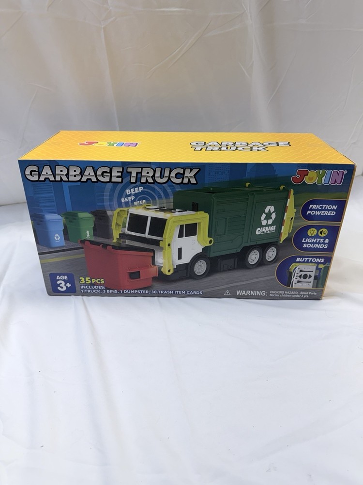 JOYIN Large Friction Powered Garbage Truck Toy Set, Includes Dumpster, Trash ...