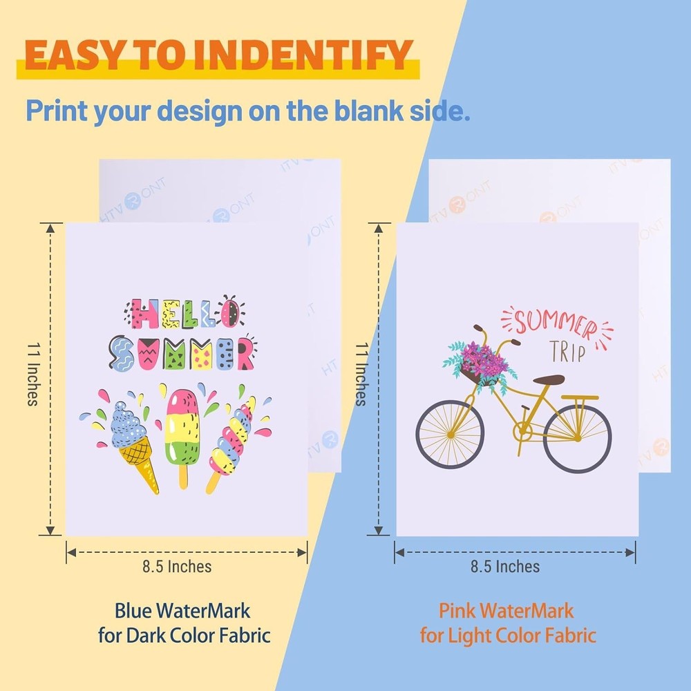 Dark & Light Fabric Iron on Transfer Paper - 50 Pack