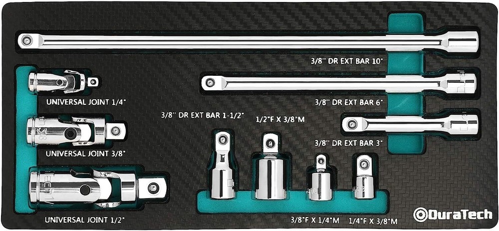 DURATECH Socket Accessory Kit/Drive Tool Accessory Set w/EVA Foam Tool Organize