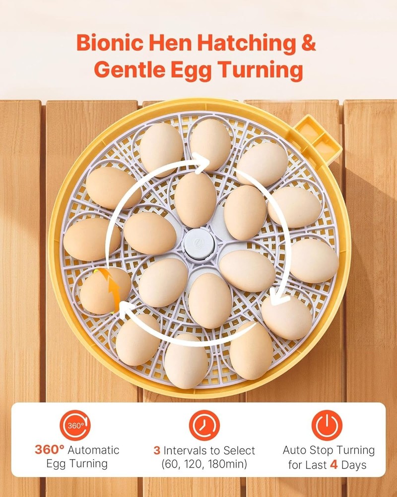 18 Egg Incubator, Automatic Egg Turner with LED Candler, Temperature & Humidi...
