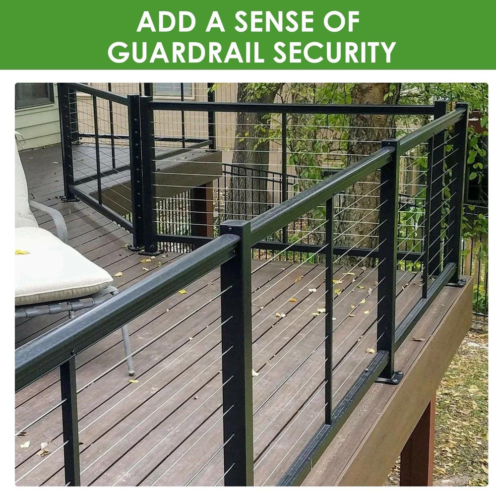 42" Cable Railing Post, Matte Black Stainless Steel Level Drilled Railing Post