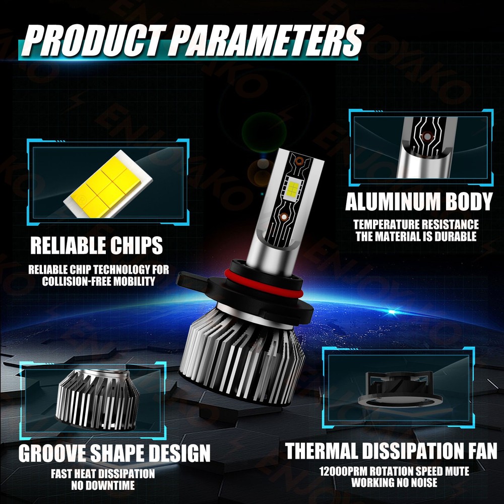 For 2014 2015 GMC Sierra 1500 White 9012 LED Headlight + 5202 Fog Light Bulb 4x