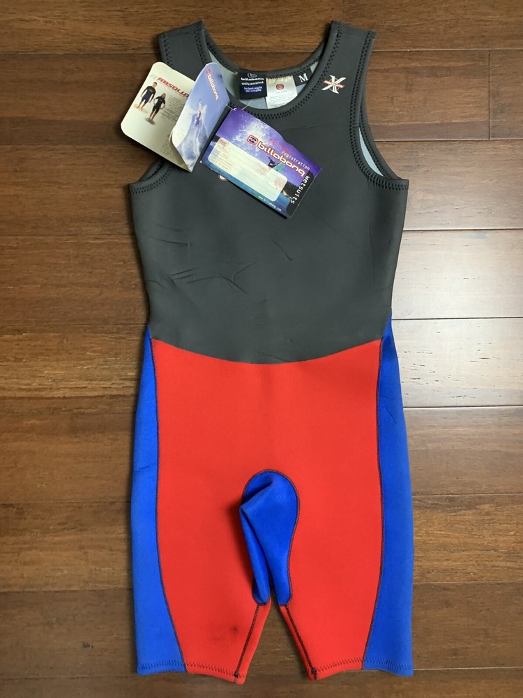 New Billabong Mens Spring 2000 Absolute X Wetsuit Size Medium M Blue Red Black
