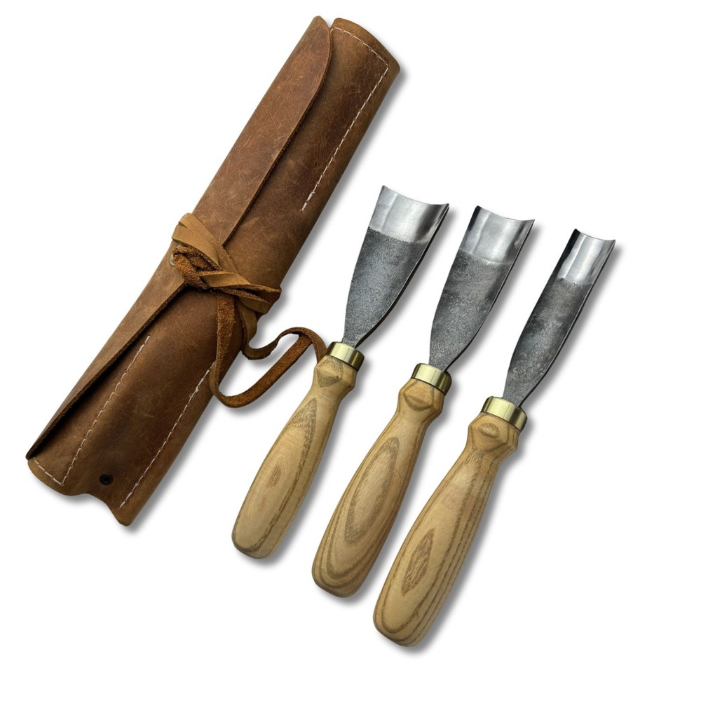 Wood Carving Gouges Hand Forged Carbon Steel Spoon Bowl Carving Tools Ash Handle