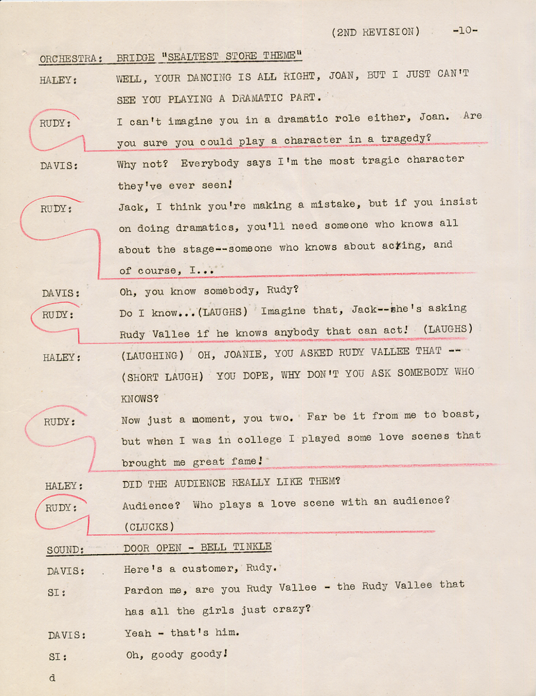 PATRICK McGEEHAN JACK HALEY RUDY VALLEE 1943 RADIO SHOW SCRIPT w SIGNED CHECK
