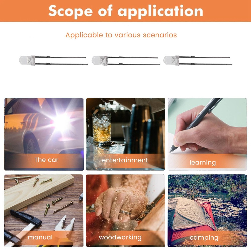 3mm White LED Light 100pcs Light Emitting Diode W3Y14077