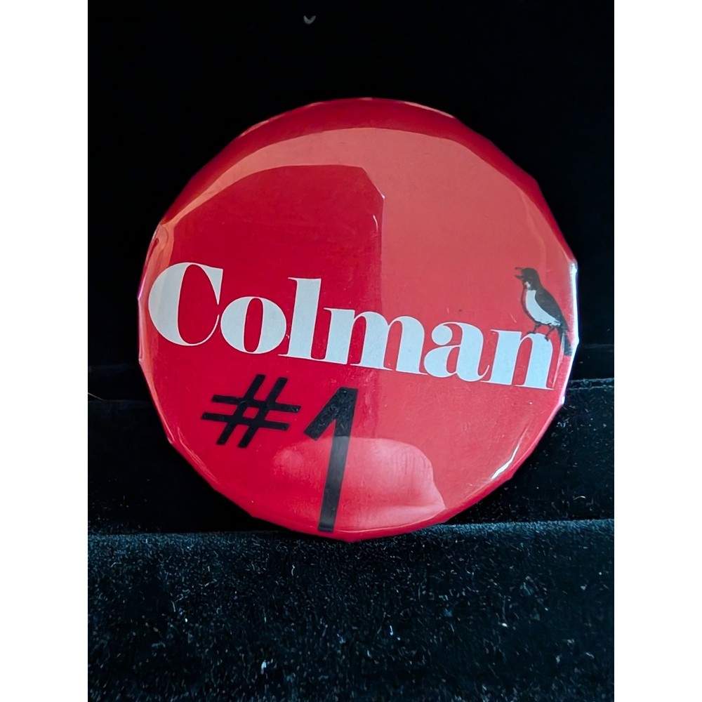 Colman Number 1 Campaign Button Bird Design Red White