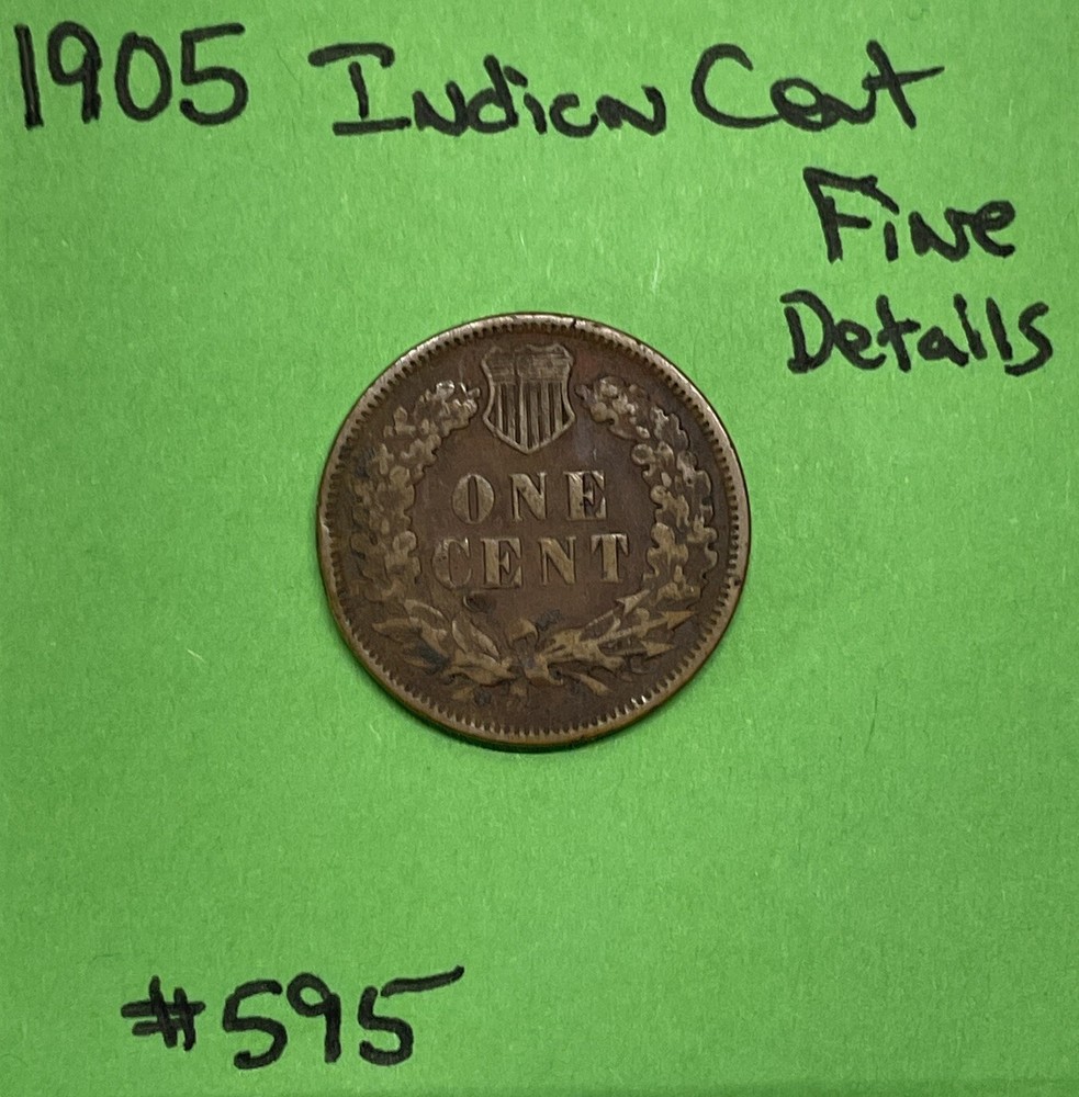 1905 Indian Head Cent / Penny 1c Fine Details