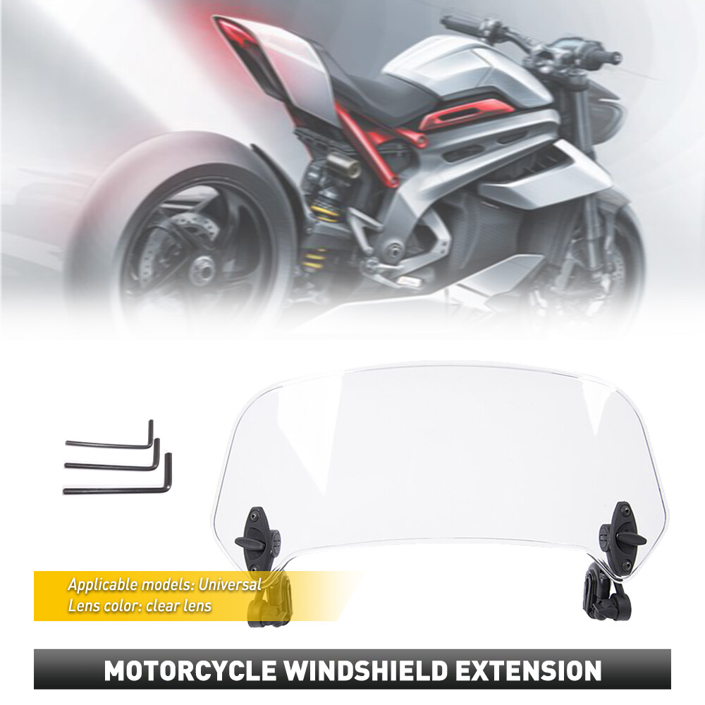 Clip On Motorcycle Windshield Extension Spoiler Wind screen Deflector EXD