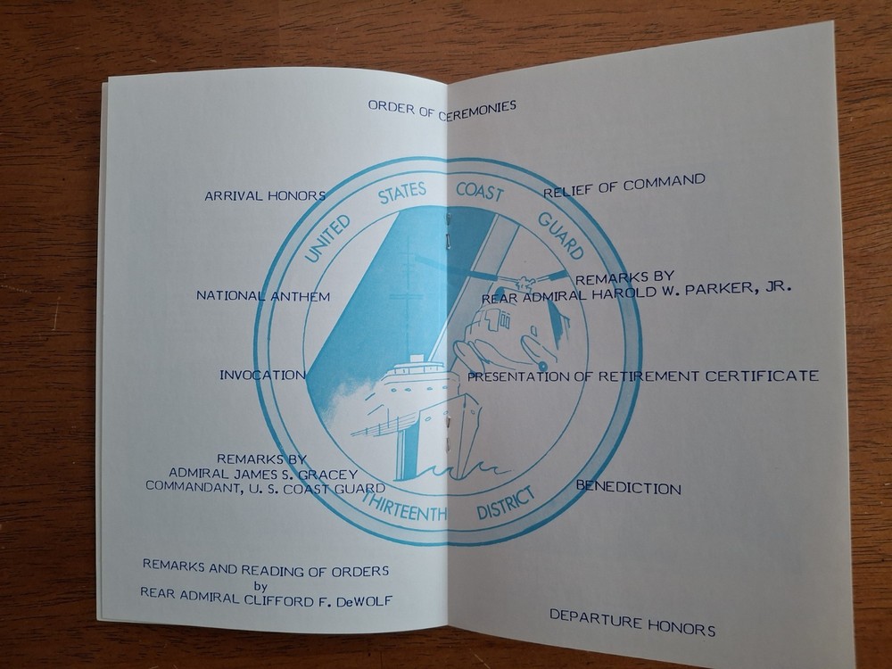 13th Coast Guard District Change of Command Program 1983 Seattle Washington
