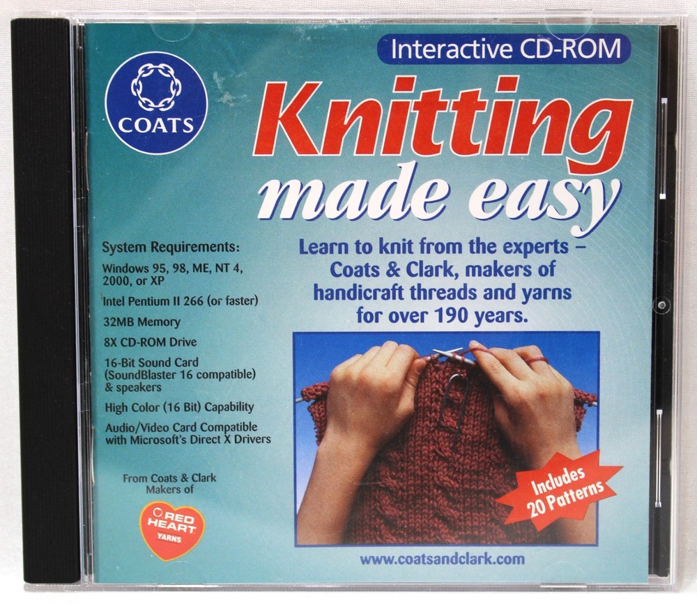 CD: Knitting Made Easy by Coats & Clark (Interactive CD-Rom, 2002)