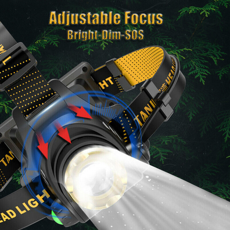 LED Headlamp USB Rechargeable Waterproof Headlight Head Lamp Torch Flashlight US