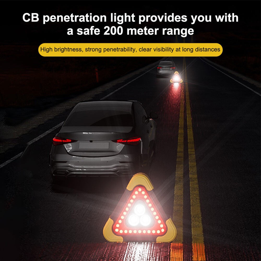 Solar Car Safety Triangle Emergency Light 5 Mode Warning Triangle LED Road Light