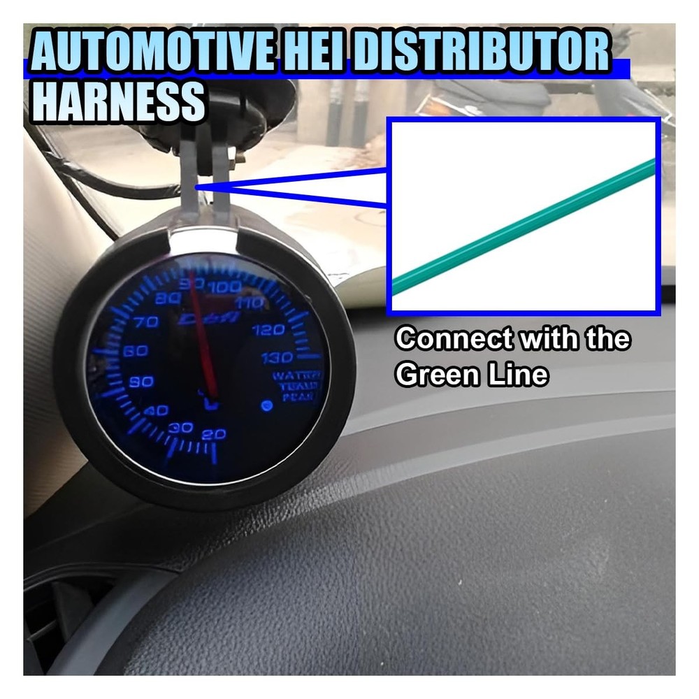 2PCS 170072 HEI Distributor Pigtail Wire Harness, 12V Battery & Tachometer Co...