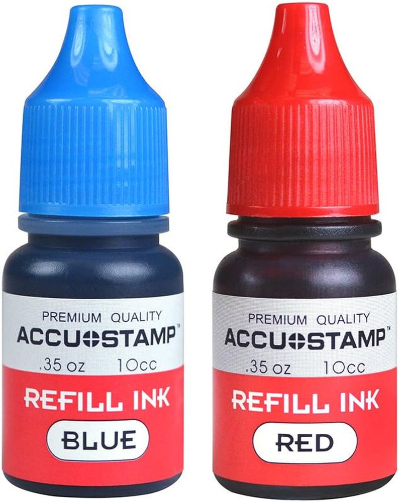 Accu-Stamp Ink Refill, Pre-Inked, Red & Blue