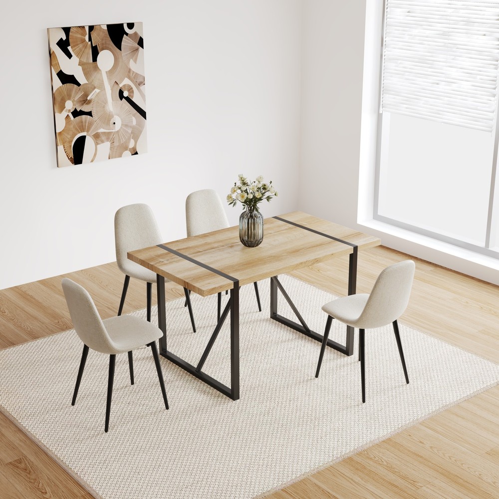 55" Dining Table modern rustic Industrial Rectangular MDF Wood Colour For 4-6
