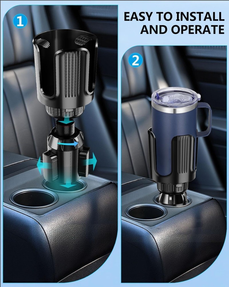 Car Cup Holder Expander with Adjustable Offset Base For Drink Large Bottles Mugs