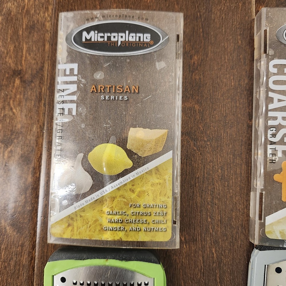 Microplane Artisan Fine Zester Coarse Grater Set Kitchen Tool Lot w Covers