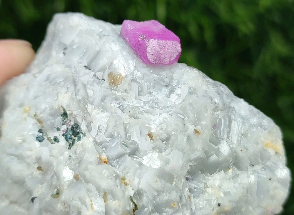 95-gm Fluorescent Red Ruby Crystals Specimen on matrix with Pyrite - Afghanistan