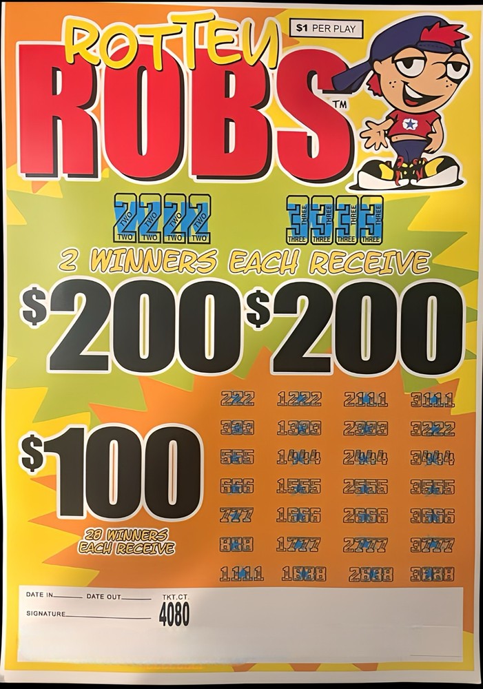 Pull Tab Tickets - Jar - Game - Rotten Robs - 4,080 ct