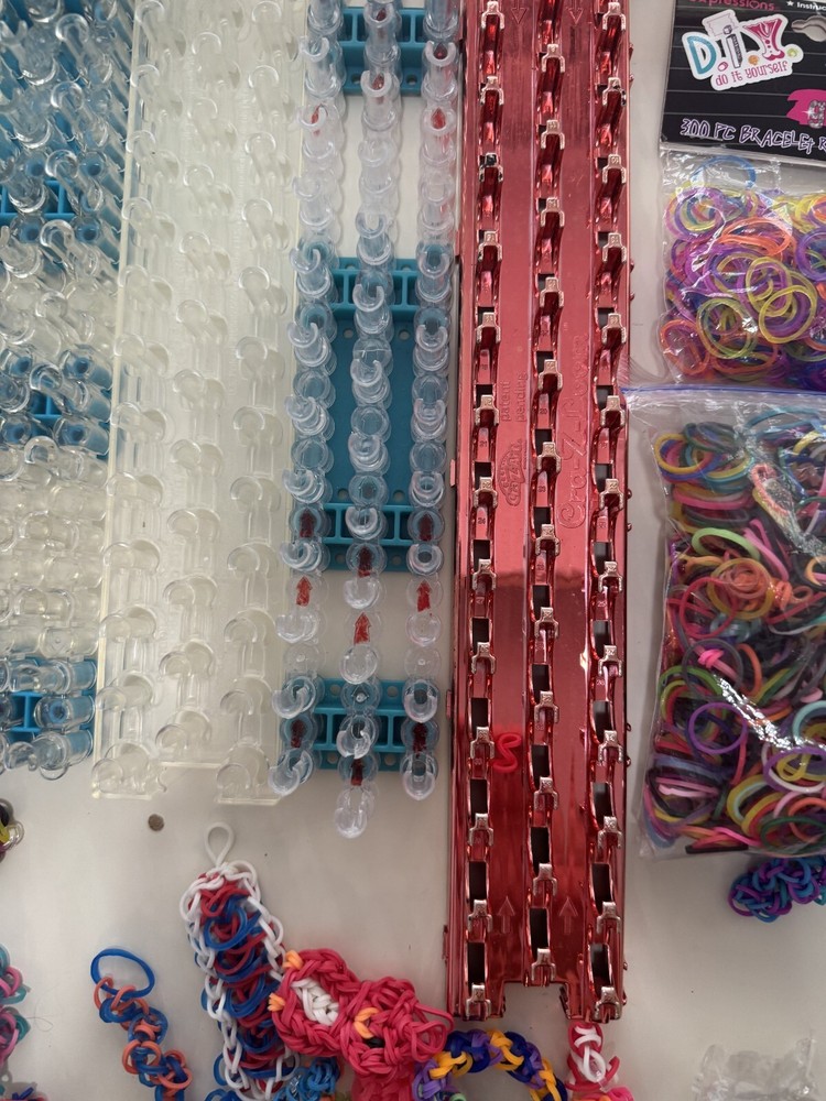 Huge Rainbow Loom Lot Cases Tools Some New Some Made Instructions #2