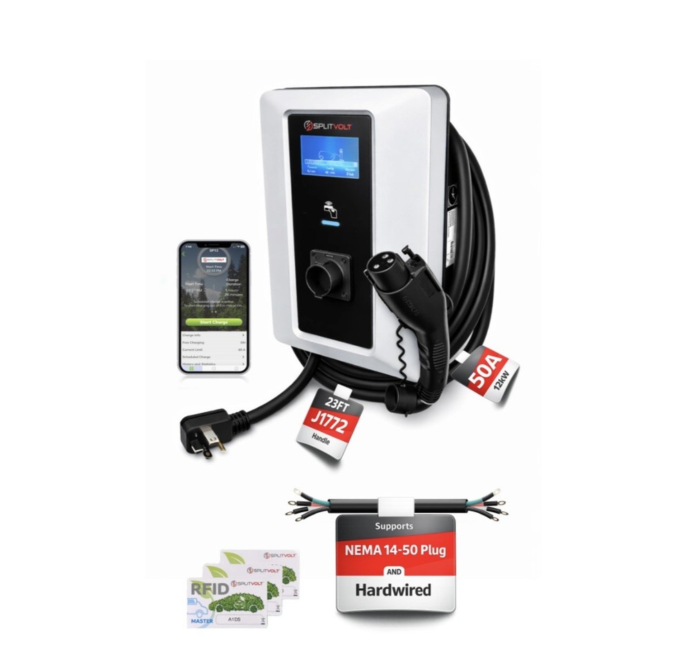 Splitvolt Level 2 Smart EV Charging Station - Connected, Adjustable 12kW