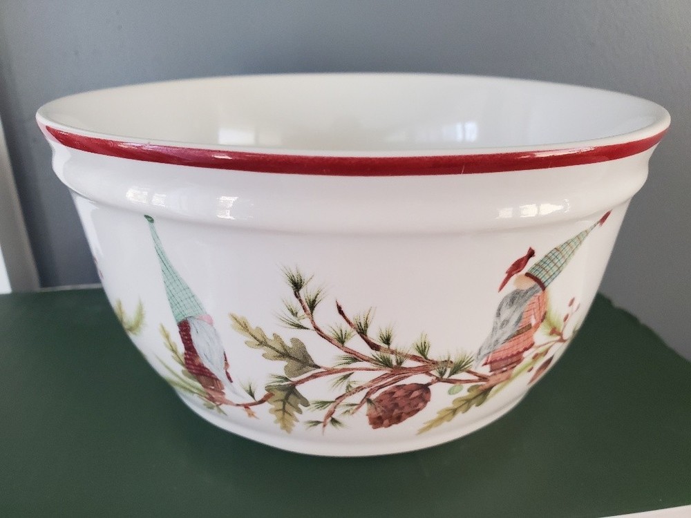 Pottery Barn Forest Gnome Three Mixing Bowls Nesting 3 pc Set with Original Box