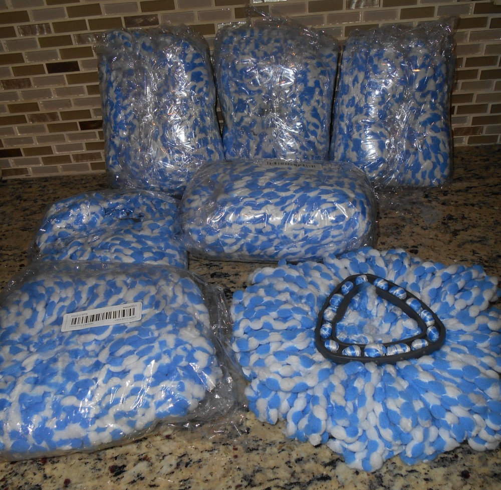 NEW BUNDLE LOT 15 MOP HEADS TRIANGULAR TRIANGLE CONNECTION BLUE WHITE CLEANING
