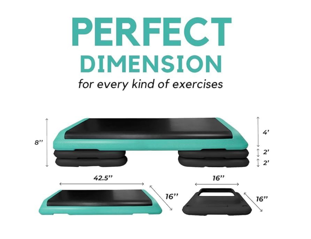 Yes4All Adjustable Aerobic Exercise Step Platform wt 4 Adjustable Risers Workout