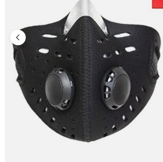 REUSABLE FACE MASK WITH BREATHING VALVE AND 5-LAYER REPLACEMENT FILTER
