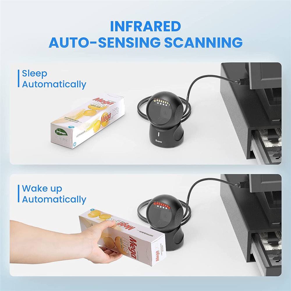 Eyoyo Omnidirectional 2D QR Code USB Desktop Barcode Scanner for POS Library PC