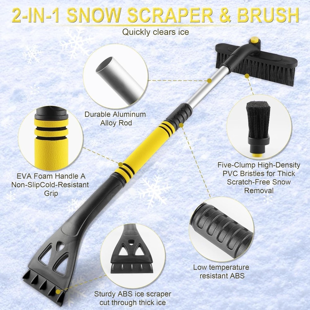360° Rotating Ice Scraper & Snow Brush - 32" Extendable Design for All Vehicles