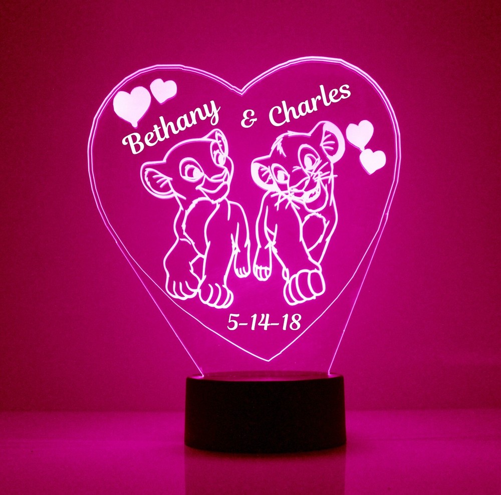 Lion King Personalized FREE LED Simba & Nala Night Light Lamp + Remote Control