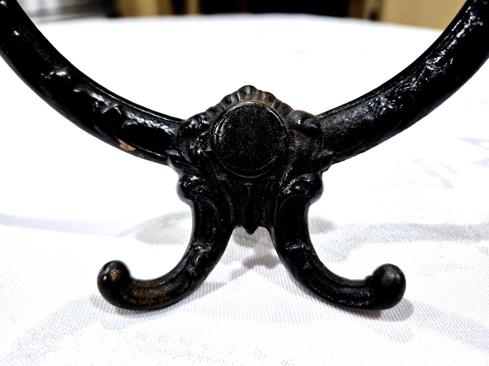 Antique Hall Tree Coat Hook Black Cast Iron + Copper Original Back Base Hardware