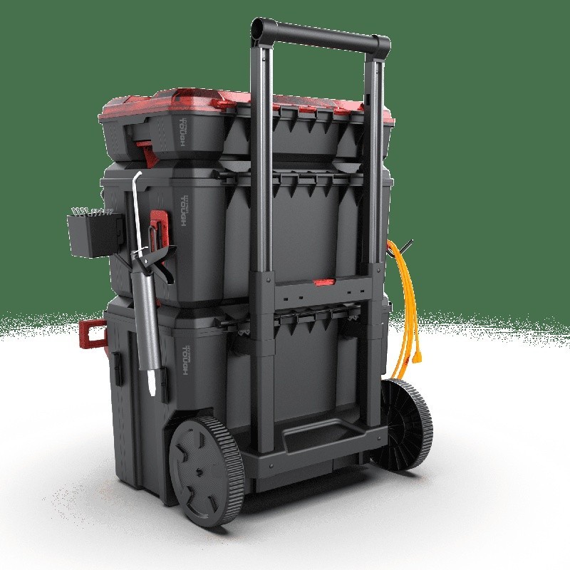 Heavy Duty Storage Organizer Box 3 Piece Modular Rolling Toolbox System Black US