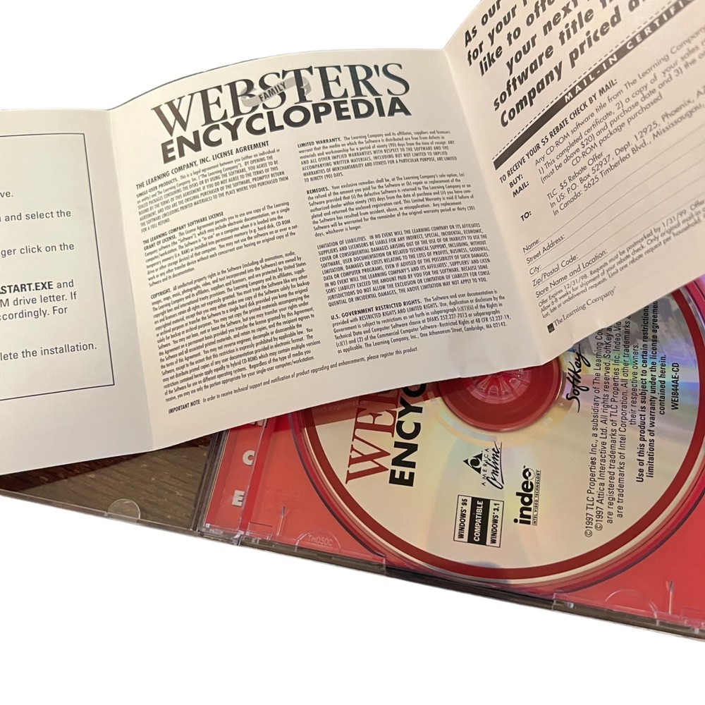 Webster's Interactive Encyclopedia CD-ROM 1997 Windows 95/3.1 Compatible
